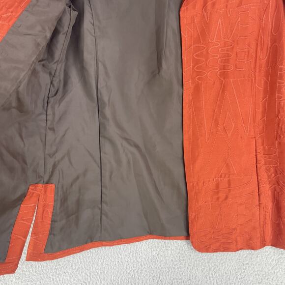 Chicos Jacket Womens Orange Silk Embroidered Sz 1/ Medium / 8 Open Front Boho - Picture 6 of 8